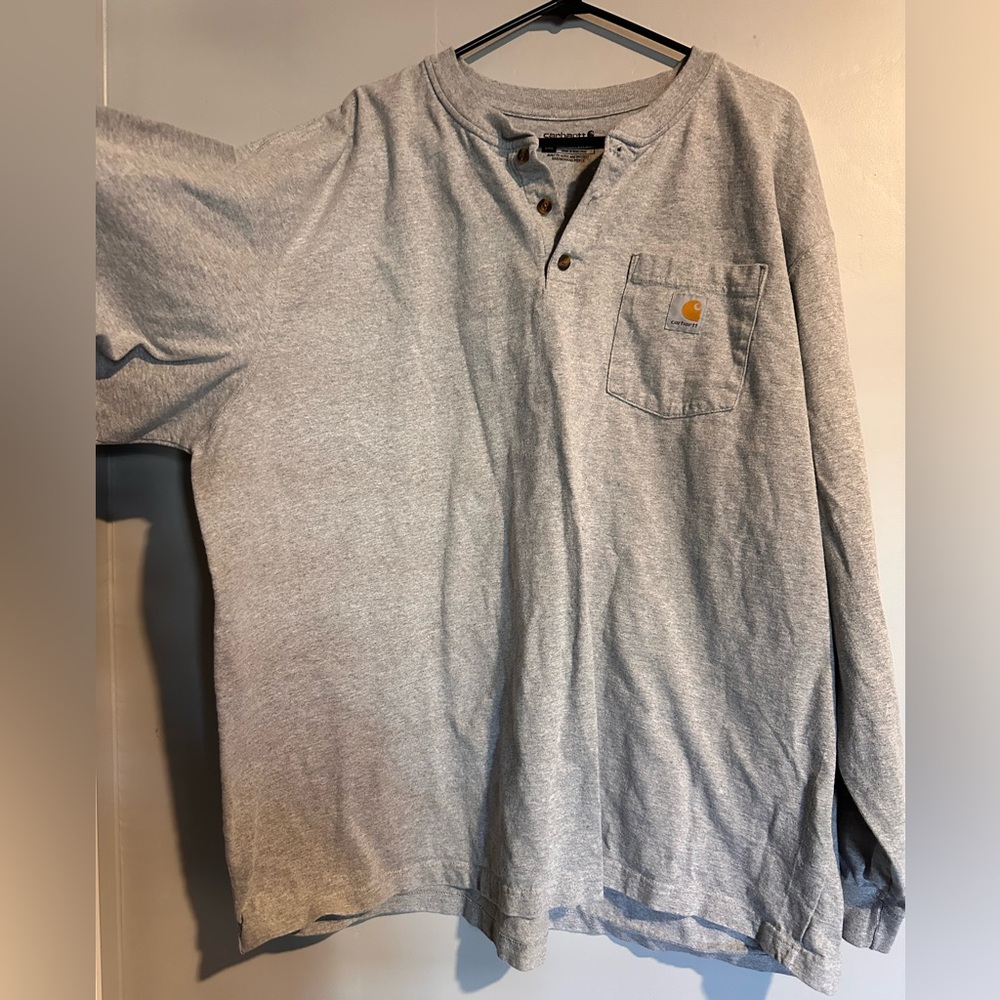 Men’s Heather gray Carhartt long sleeve pocket tee 3XL Loose Fit